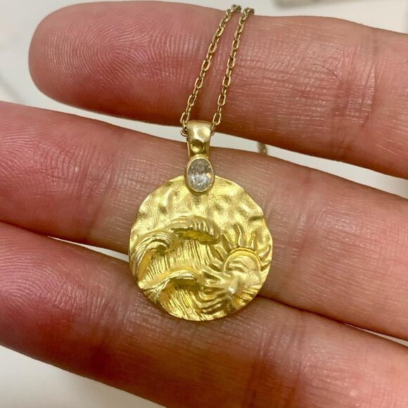 Neiman Marcus Jewelry - Neiman Marcus 14K Gold Plated Engraved Hamsa Stars Necklace